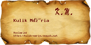 Kulik Mária névjegykártya